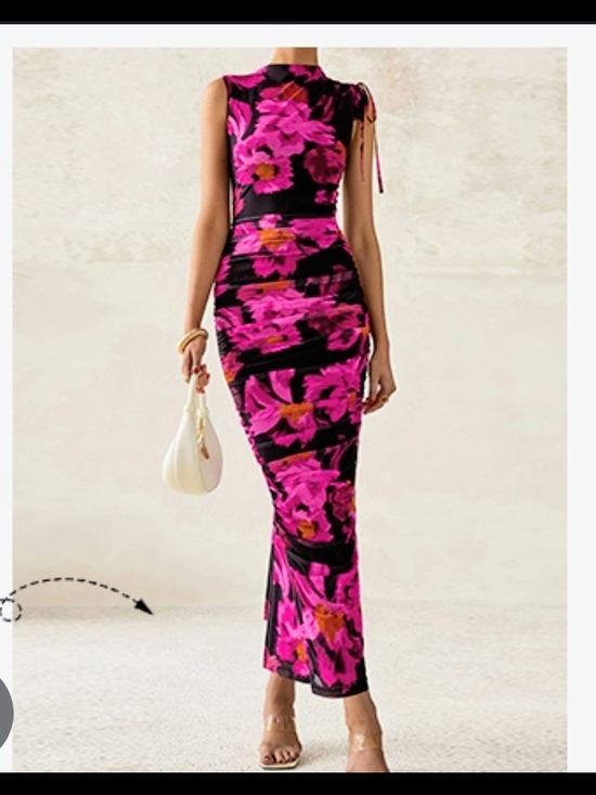 Dresses & Skirts - Sleeveless Pink Floral Bodycon Maxi Dress